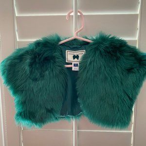 Janie and Jack Green Faux Fur Shrug Vest Size 3T to 4T